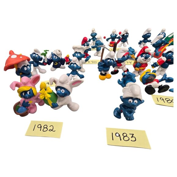 Vtg Smurfs Figurine Collection 1965-1984 Lot of 49 Mushroom House Peyo Schleich - Picture 7 of 16